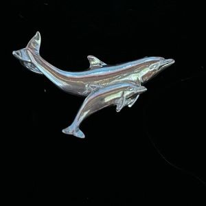 Silver dolphins, Sterling, mother, and baby